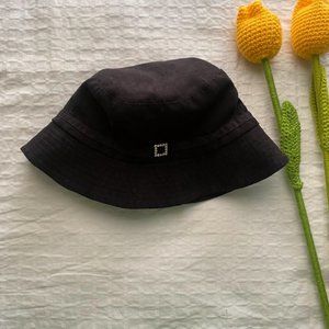 Black rhinestone bucket hat